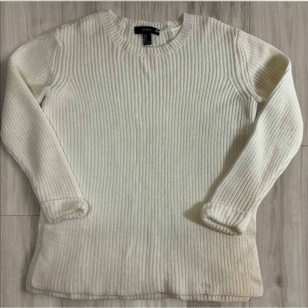 Forever 21 Cream Ribbed Sweater